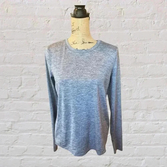 Athleta Heathered Gray Long Sleeve Shirt - Picture 1 of 5